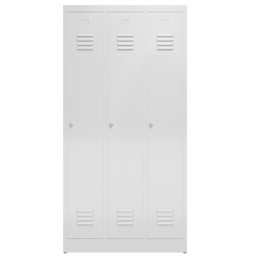 Produktbild ClassiX Garderobenschrank, 3 Abteile, 1800 x 870 x 500 mm, lichtgrau bild 2
