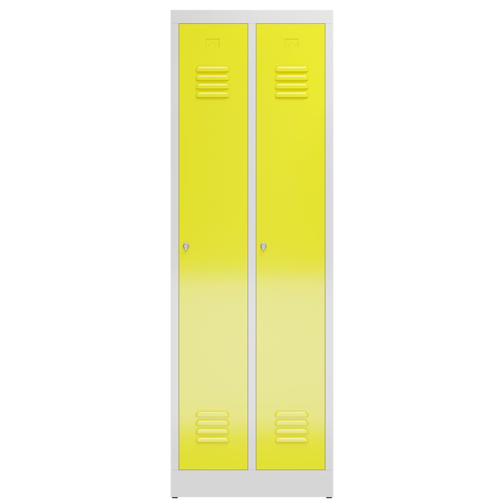 Produktbild ClassiX Garderobenschrank, 2 Abteile, 1800 x 590 x 500 mm, lichtgrau/zinkgelb bild 2