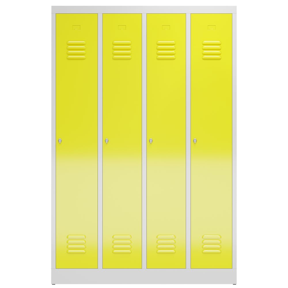 Produktbild ClassiX Garderobenschrank, 4 Abteile, 1800 x 1185 x 500 mm, lichtgrau/zinkgelb bild 2