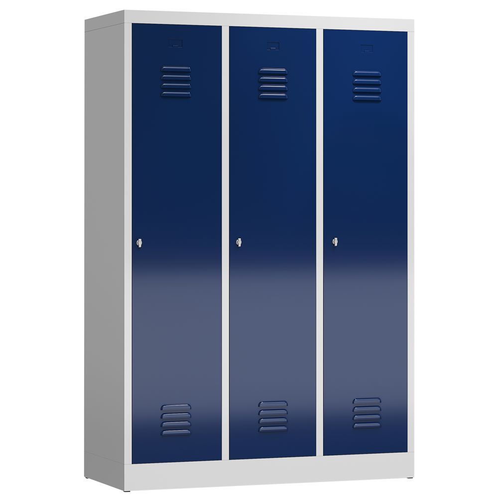 Produktbild Lüllmann ClassiX Garderobenschrank 3 Abteile mit S/W Trennung lichtgrau enzianblau