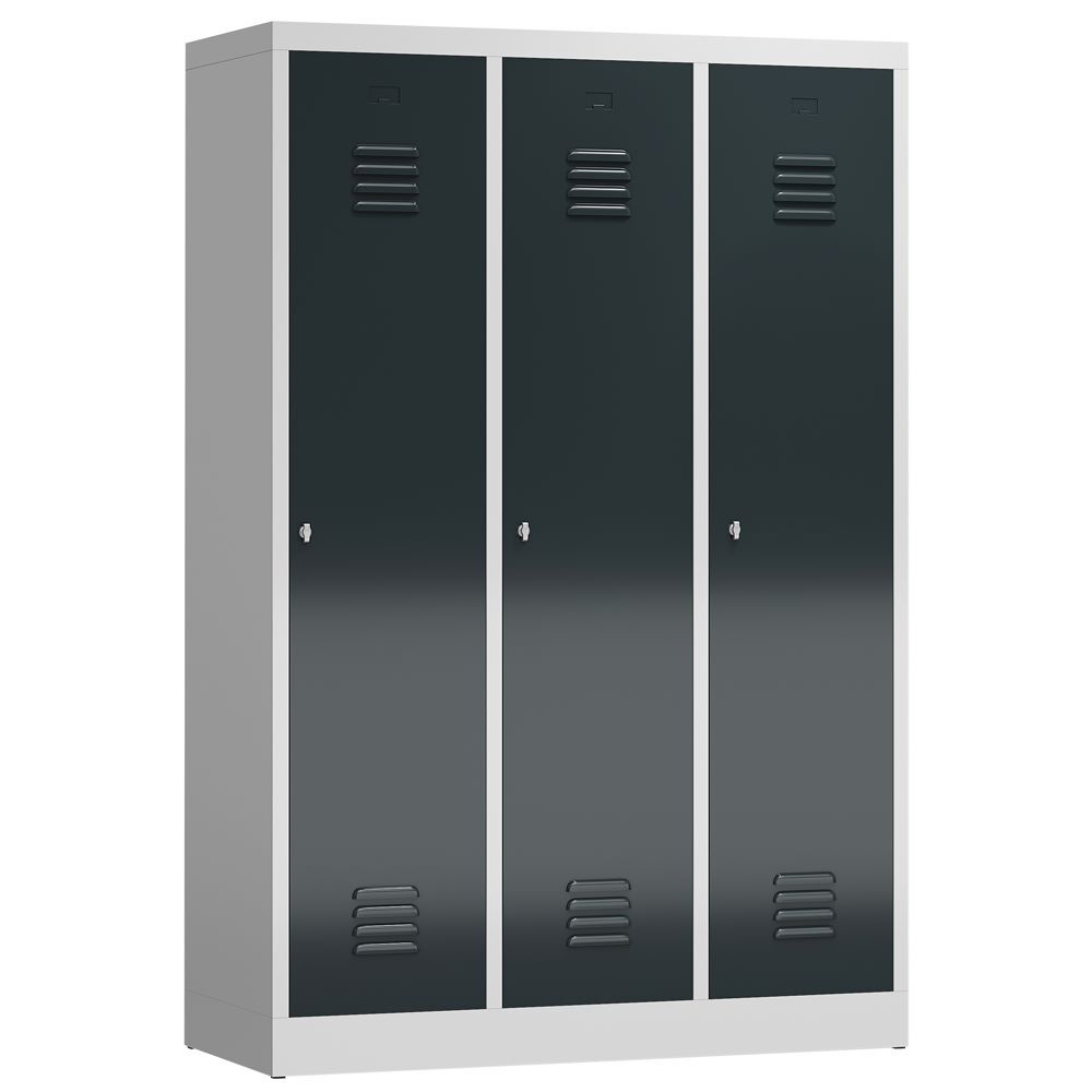 Produktbild Lüllmann ClassiX Garderobenschrank 3 Abteile mit S/W Trennung 1800 mm lichtgrau anthrazit