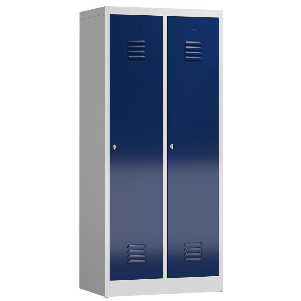 Produktbild Lüllmann ClassiX Garderobenschrank Spindschrank 2 Abteile lichtgrau enzianblau