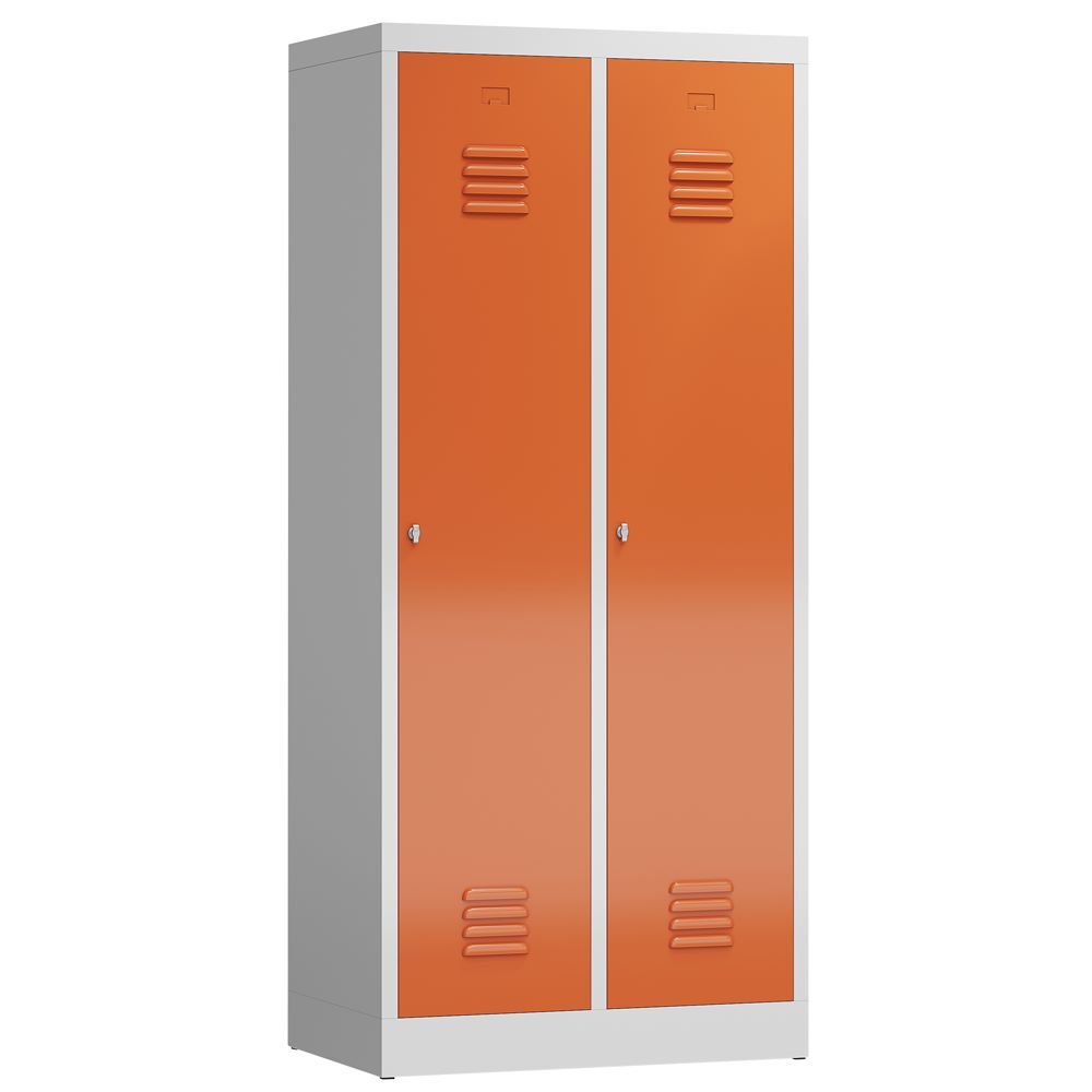 Produktbild Lüllmann ClassiX Garderobenschrank Spindschrank 2 Abteile lichtgrau feuerrot