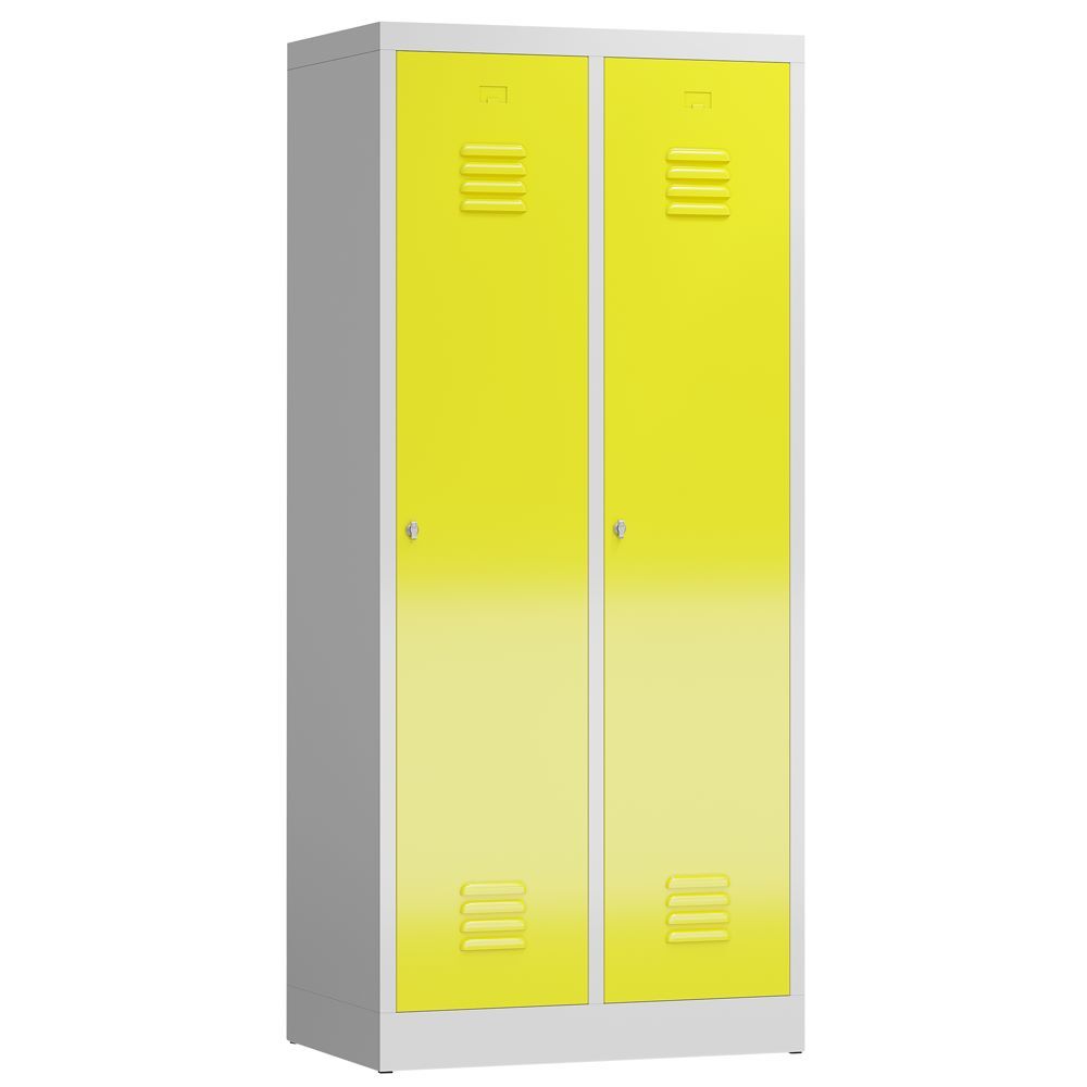 Produktbild Lüllmann ClassiX Garderobenschrank 2 Abteile mit S/W Trennung lichtgrau zinkgelb