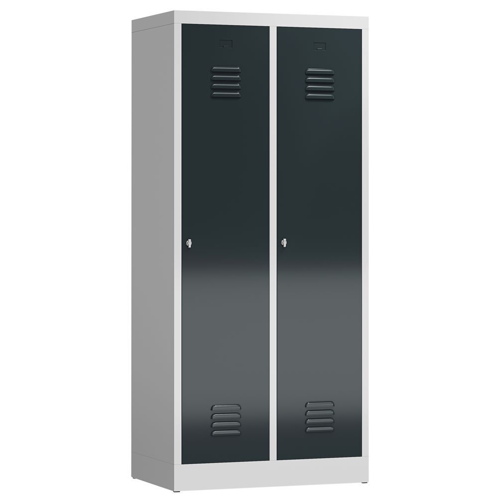 Produktbild Lüllmann ClassiX Garderobenschrank 2 Abteile mit S/W Trennung lichtgrau anthrazitgrau