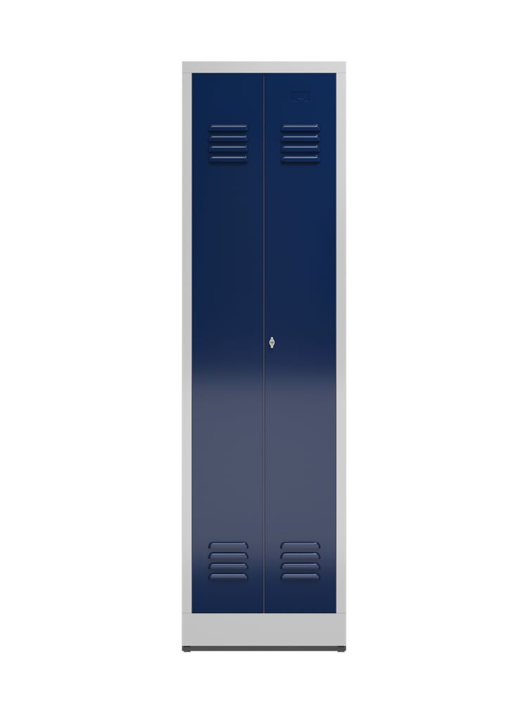Produktbild Lüllmann ClassiX Garderoben Flügeltürschrank 2 Abteile mittig schließend grau enzianblau