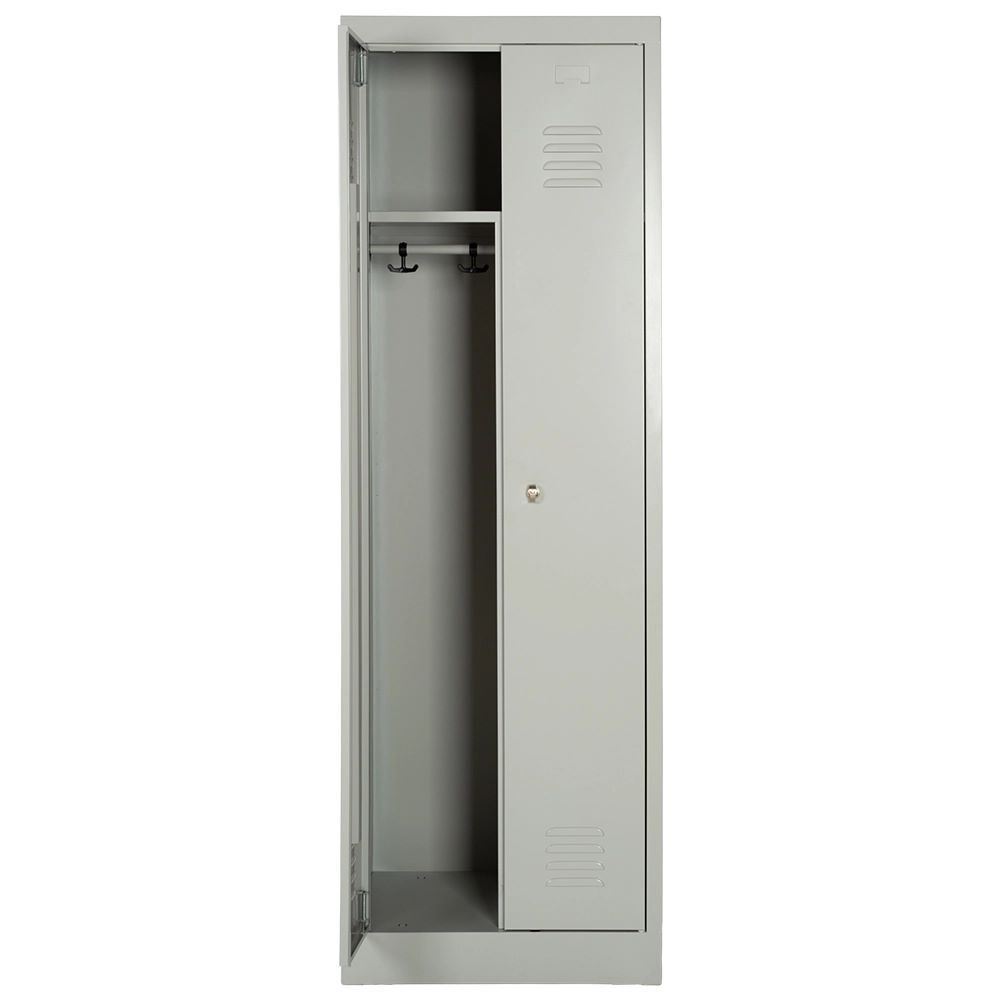 Produktbild ClassiX Garderobenschrank, 2 Abteile mittig schließend, 1800 x 590 x 500 mm, lic bild 2