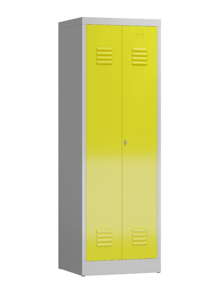 Produktbild Lüllmann ClassiX Garderobenschrank Flügeltürenschrank 2 Abteile lichtgrau zinkgelb