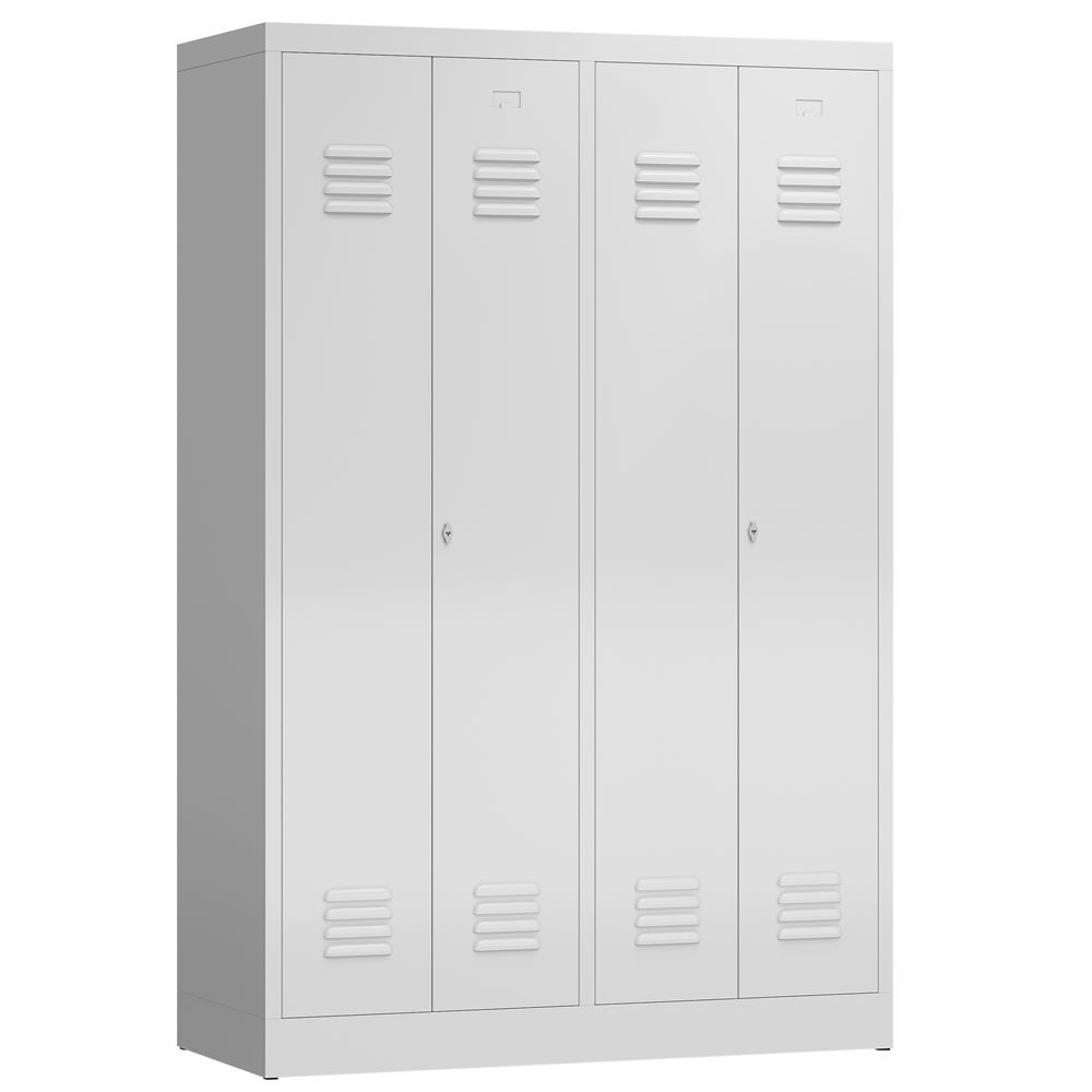 Produktbild Lüllmann ClassiX Garderobenschrank 4 Abteile je 2 mittig schließend H 1800 mm lichtgrau