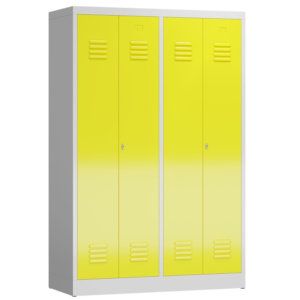 Produktbild Lüllmann ClassiX Garderoben Flügelschrank 4 Abteile mittig schließend lichtgrau zinkgelb