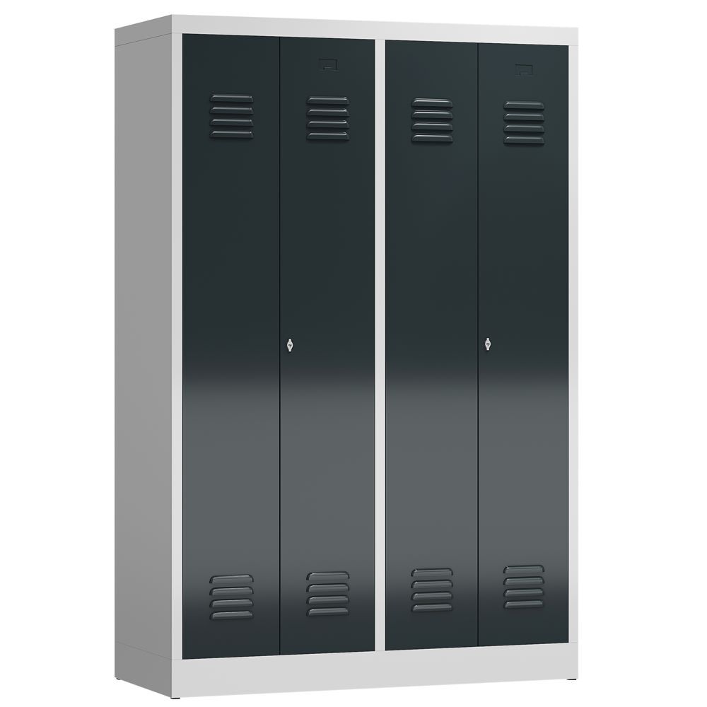 Produktbild Lüllmann ClassiX Garderobenschrank Flügelschrank 4 Abteile lichtgrau anthrazitgrau