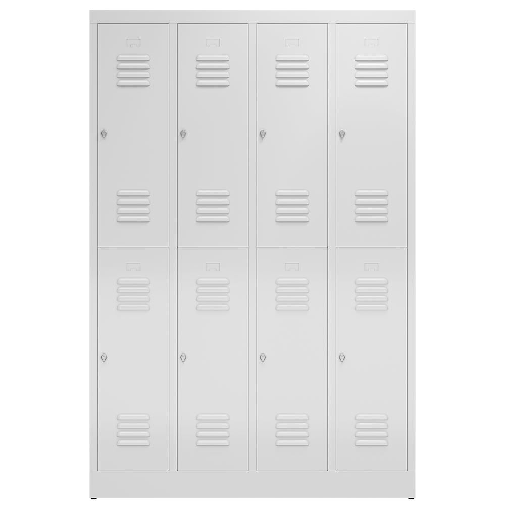 Produktbild ClassiX Garderobenschrank, 4 Abteile doppelstöckig, 1800 x 1185 x 500 mm, lichtg bild 2