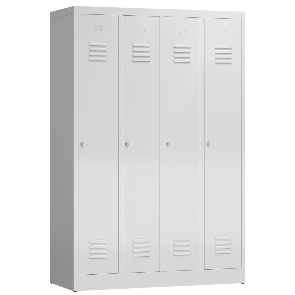 Produktbild Lüllmann ClassiX Garderobenschrank Schliessfachschrank 4 Abteile H 1800 mm lichtgrau