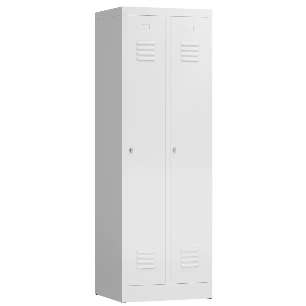 Produktbild Lüllmann ClassiX Garderobenschrank Schliessfachschrank 2 Abteile 1800 mm signalweiß