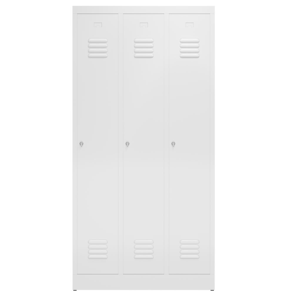 Produktbild ClassiX Garderobenschrank, 3 Abteile, 1800 x 870 x 500 mm, signalweiß bild 2