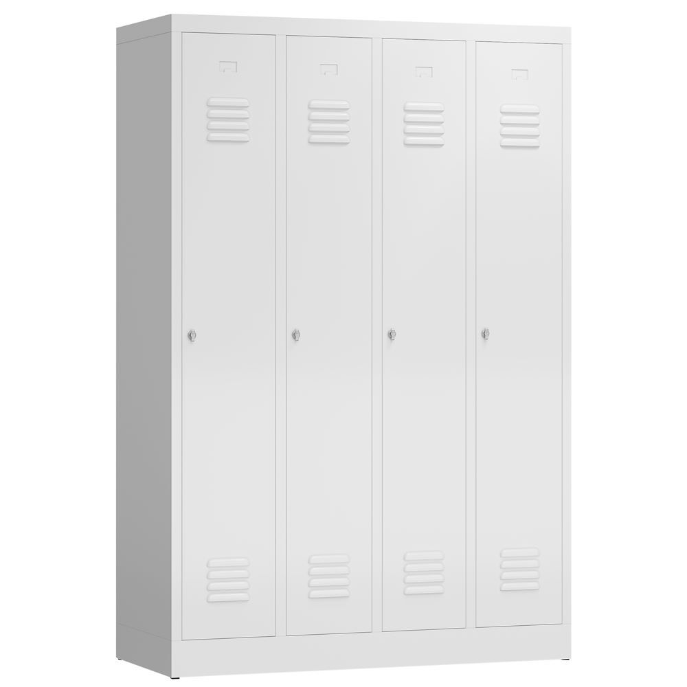 Produktbild Lüllmann ClassiX Garderobenschrank Schliessfachschrank 4 Abteile signalweiß