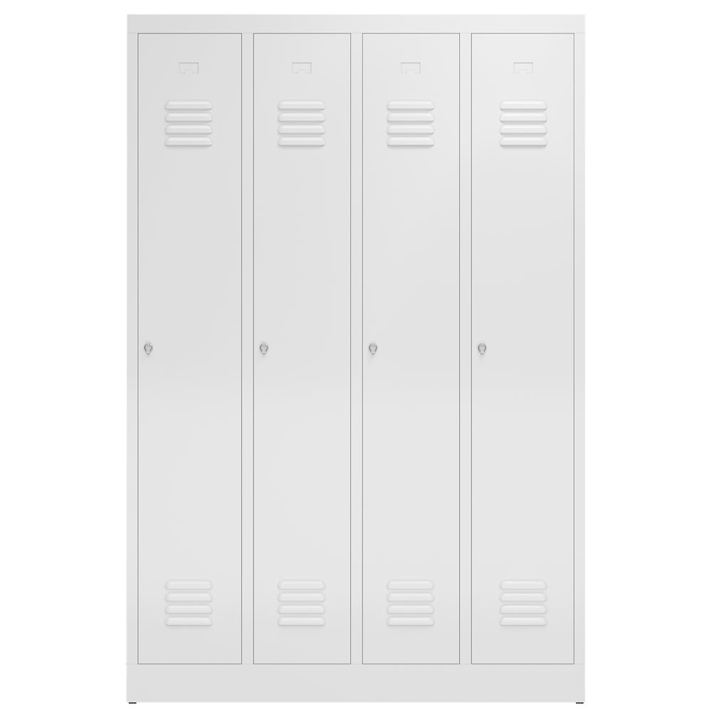 Produktbild ClassiX Garderobenschrank, 4 Abteile, 1800 x 1185 x 500 mm, signalweiß bild 2