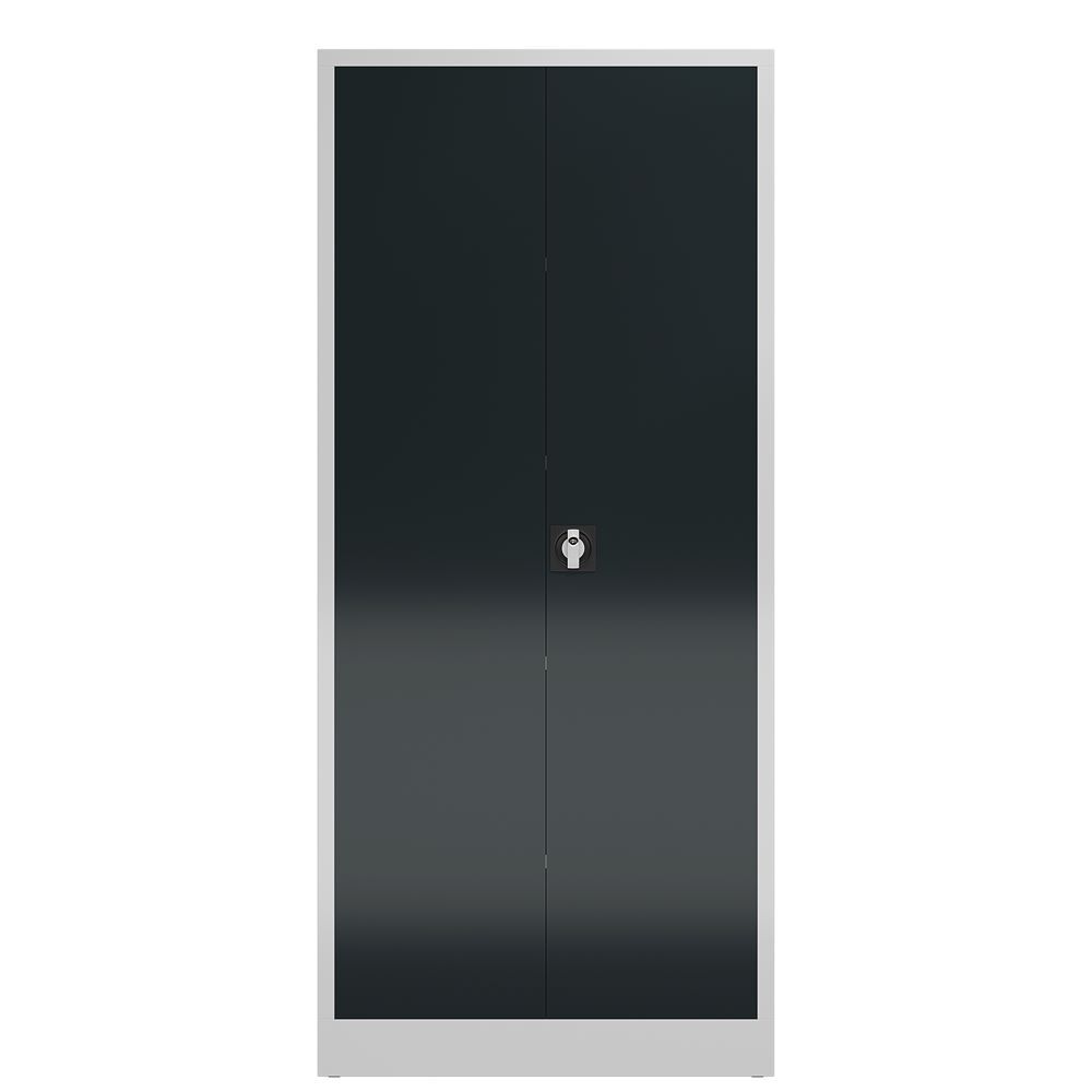 Produktbild ClassiX Mehrzweck Flügeltürenschrank, 1800 x 800 x 380 mm, lichtgrau/anthrazitgr bild 2