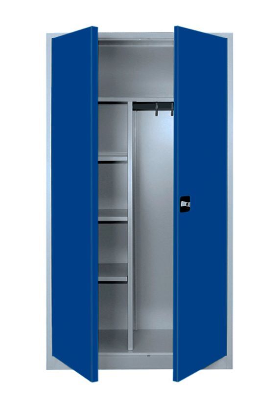 Produktbild ClassiX Mehrzweck Flügeltürenschrank, 1945 x 920 x 420 mm, lichtgrau/enzianblau bild 3