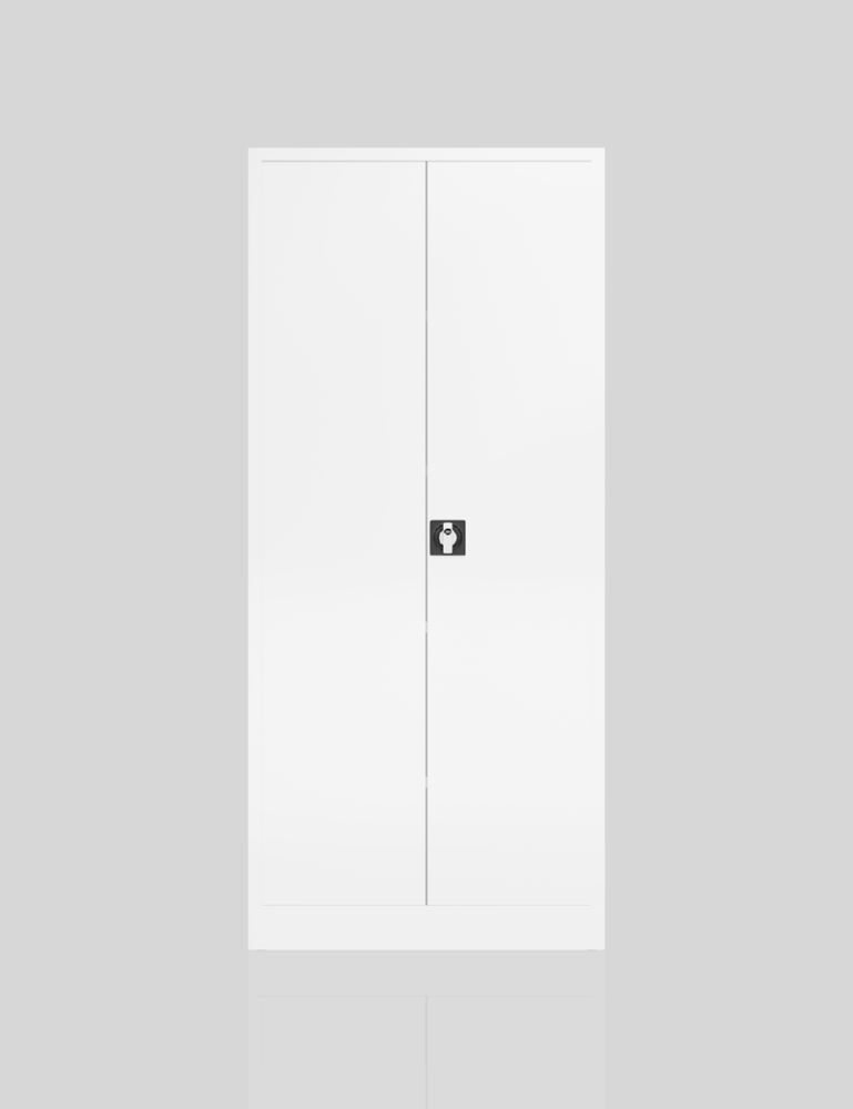 Produktbild ClassiX Mehrzweck Flügeltürenschrank, 1800 x 800 x 380 mm, signalweiß bild 3