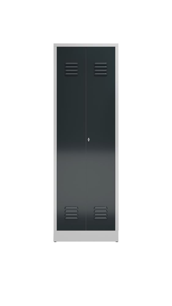 Produktbild ClassiX Mehrzweckspind, 2 Abteile, 1800 x 590 x 500 mm, lichtgrau/anthrazitgrau bild 2
