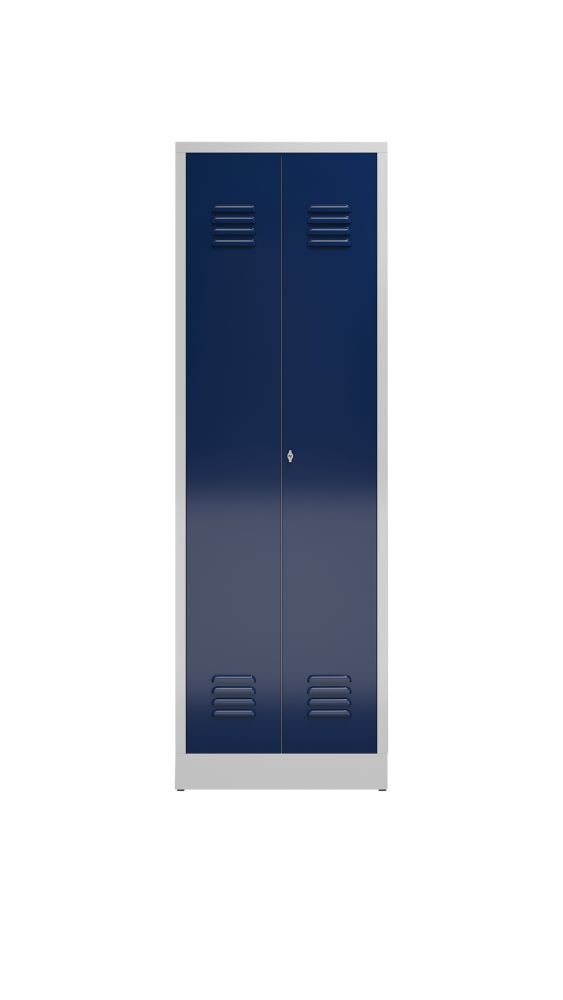 Produktbild Lüllmann ClassiX Mehrzweckspind Flügeltürenschrank 2 Abteile lichtgrau enzianblau