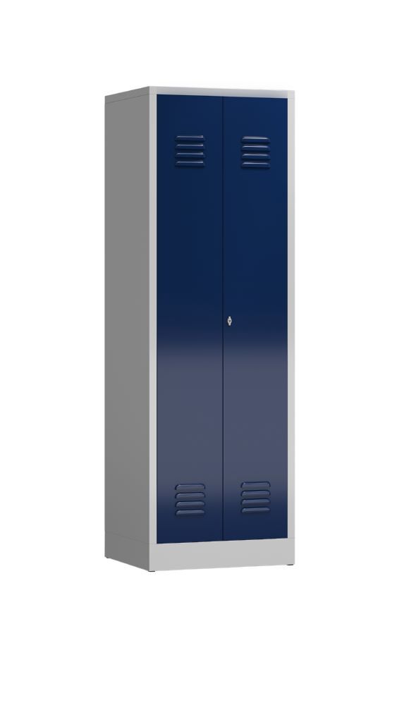 Produktbild ClassiX Mehrzweckspind, 2 Abteile, 1800 x 590 x 500 mm, lichtgrau/enzianblau bild 2