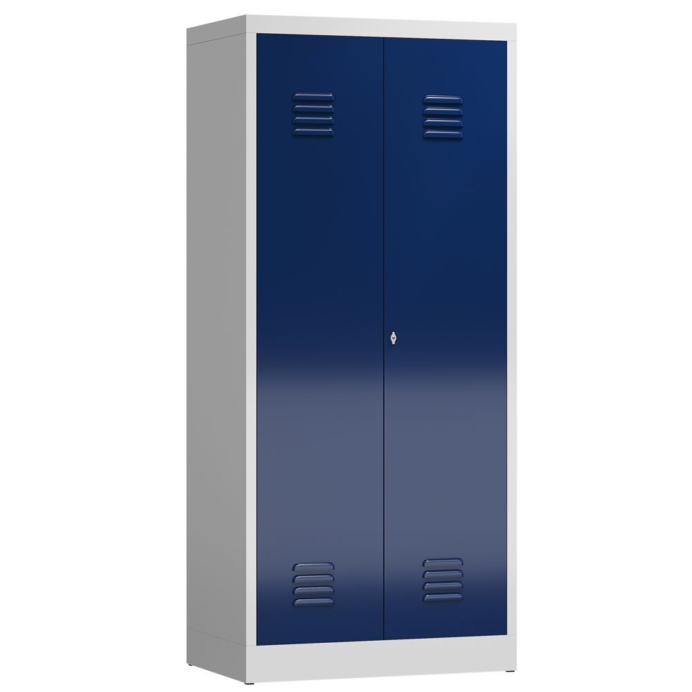Produktbild Lüllmann ClassiX Mehrzweckspind Garderobenschrank 2 Abteile lichtgrau enzianblau
