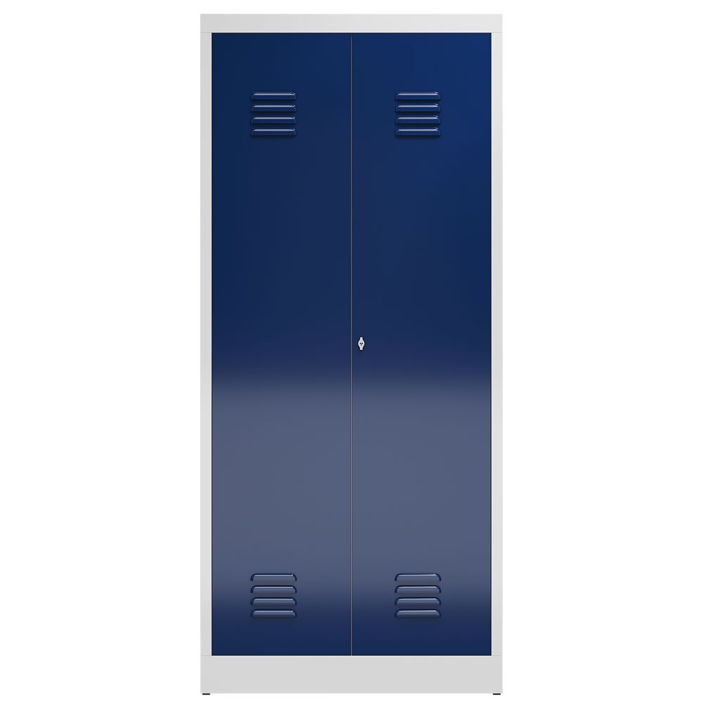 Produktbild ClassiX Mehrzweckspind, 2 Abteile, 1800 x 800 x 500 mm, lichtgrau/enzianblau bild 2
