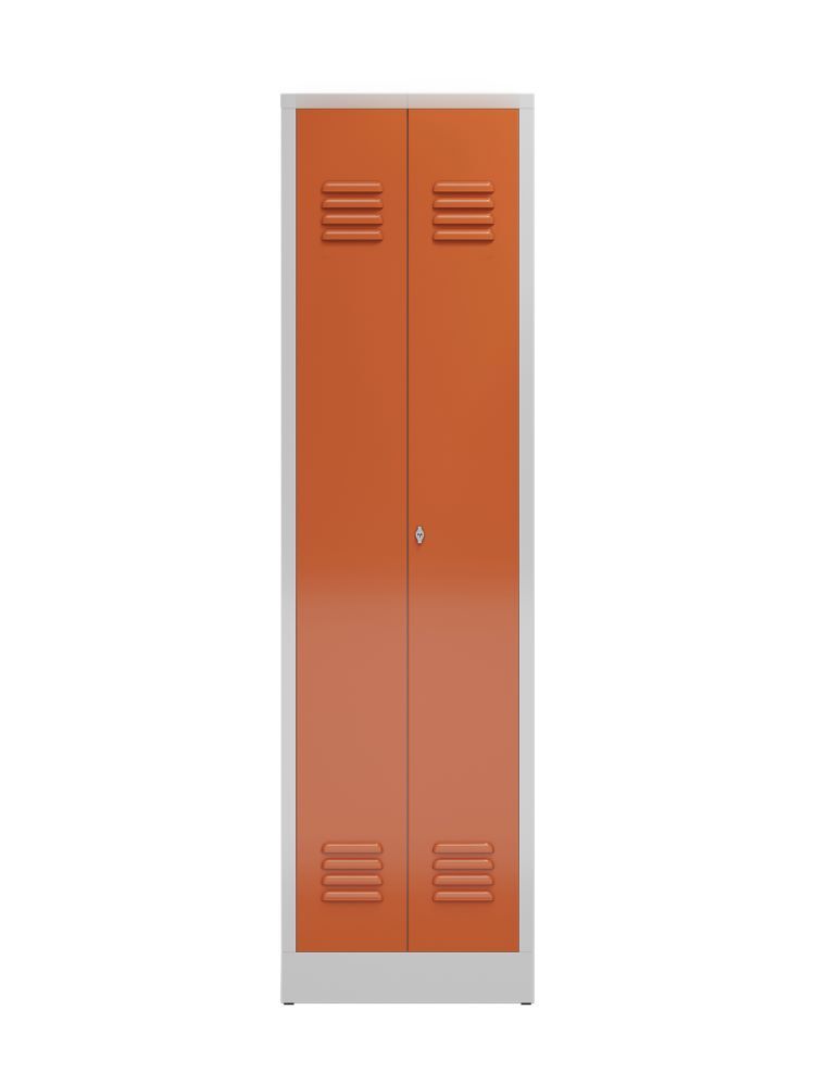 Produktbild ClassiX Mehrzweckspind, 2 Abteile, 1800 x 500 x 500 mm, lichtgrau/feuerrot bild 2