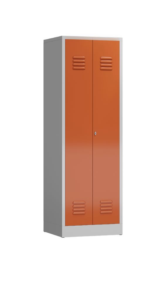 Produktbild ClassiX Mehrzweckspind, 2 Abteile, 1800 x 590 x 500 mm, lichtgrau/feuerrot bild 2