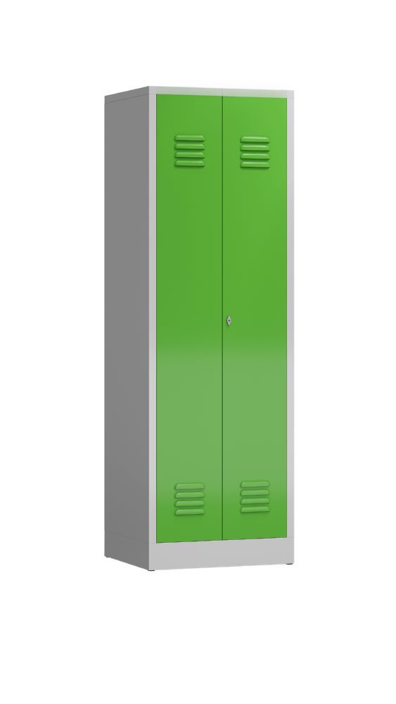 Produktbild Lüllmann ClassiX Mehrzweckspind Flügeltürenschrank 2 Abteile lichtgrau gelbgrün