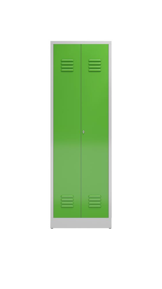 Produktbild ClassiX Mehrzweckspind, 2 Abteile, 1800 x 590 x 500 mm, lichtgrau/gelbgrün bild 2