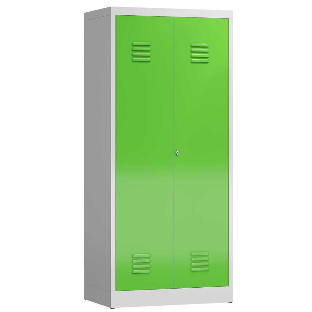 Produktbild Lüllmann ClassiX Mehrzweckspind Garderobenschrank 2 Abteile lichtgrau gelbgrün