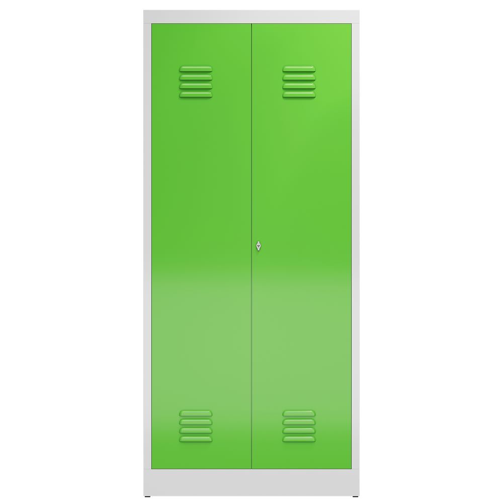 Produktbild ClassiX Mehrzweckspind, 2 Abteile, 1800 x 800 x 500 mm, lichtgrau/gelbgrün bild 2