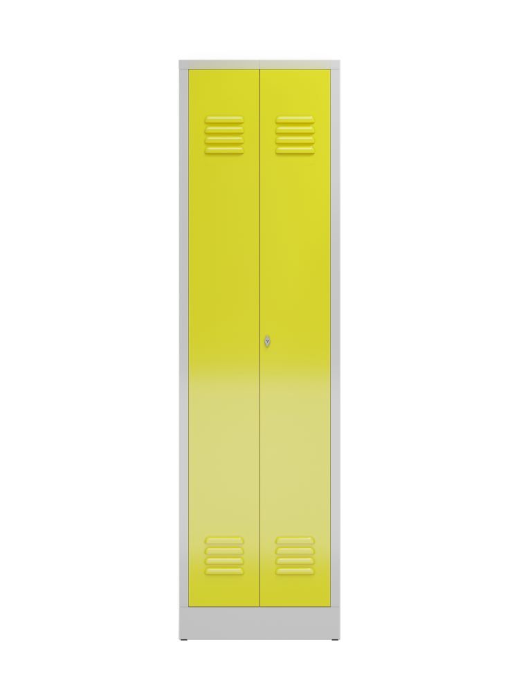 Produktbild ClassiX Mehrzweckspind, 2 Abteile, 1800 x 500 x 500 mm, lichtgrau/zinkgelb bild 2