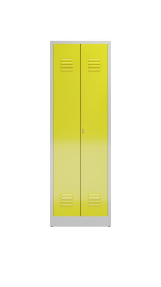 Produktbild ClassiX Mehrzweckspind, 2 Abteile, 1800 x 590 x 500 mm, lichtgrau/zinkgelb bild 2