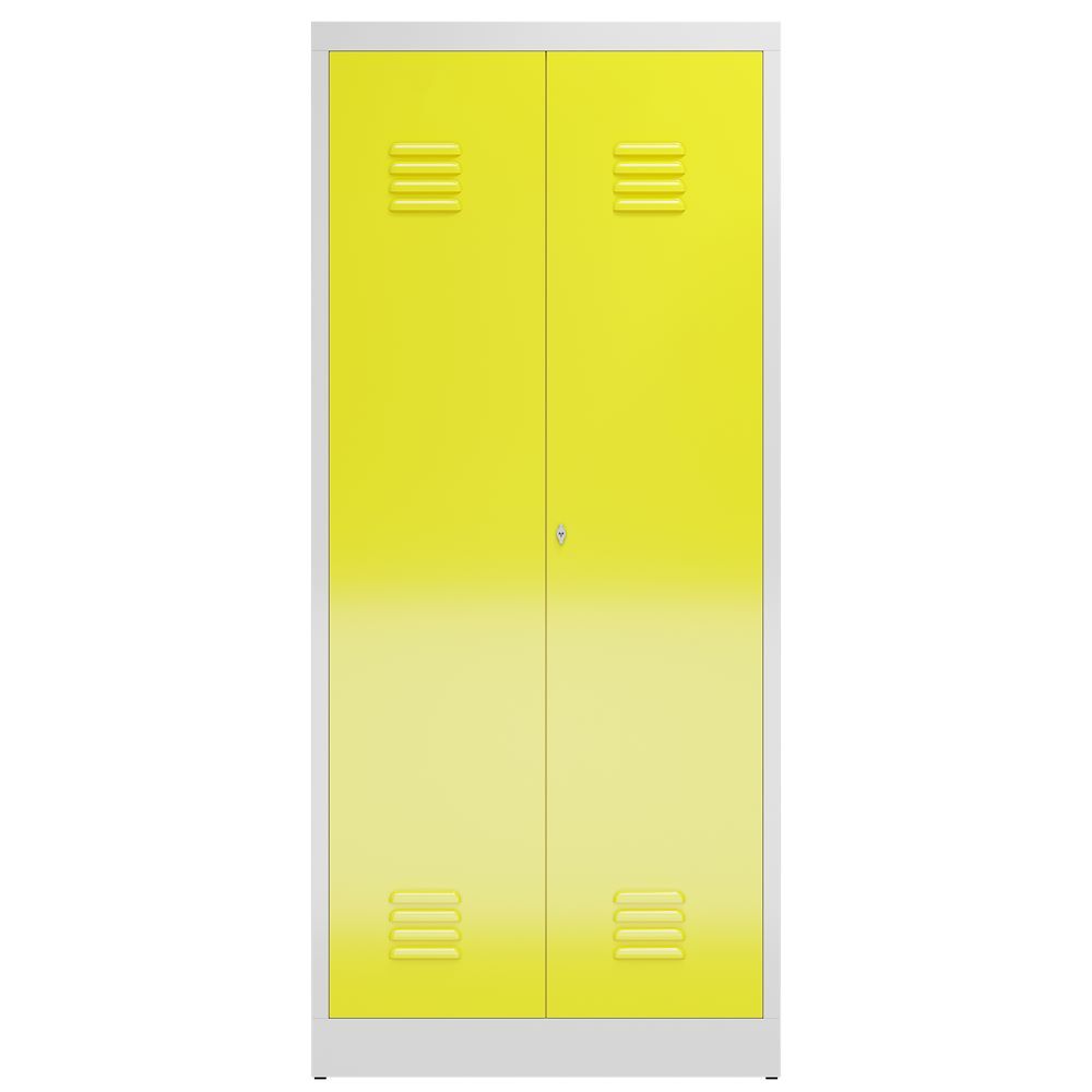 Produktbild ClassiX Mehrzweckspind, 2 Abteile, 1800 x 800 x 500 mm, lichtgrau/zinkgelb bild 2