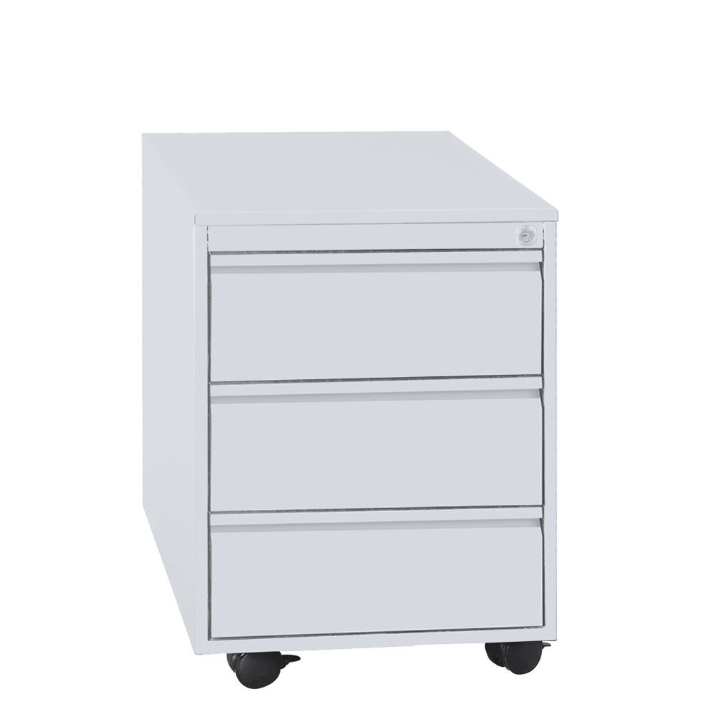 Produktbild Lüllmann ClassiX Rollcontainer Frontgriffleiste 3 Schubladen 626 x 450 x 590 mm lichtgrau