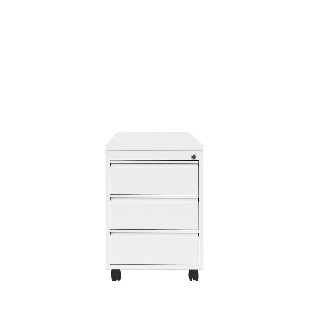 Produktbild Lüllmann ClassiX Rollcontainer Frontgriffleiste 3 Schubladen 626 x 400 x 590 mm weiß