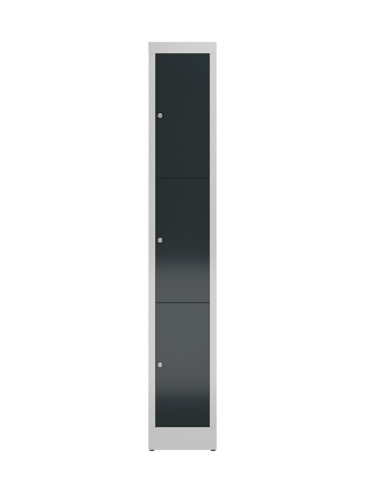 Produktbild ClassiX Schließfachschrank, 1 Abteil, 3 Fächer, 1800 x 310 x 500 mm, lichtgrau/a bild 2