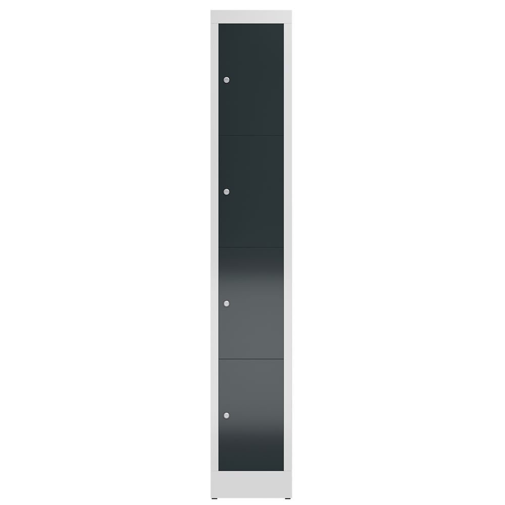 Produktbild ClassiX Schließfachschrank, 1 Abteil, 4 Fächer, 1800 x 310 x 500 mm, lichtgrau/a bild 2