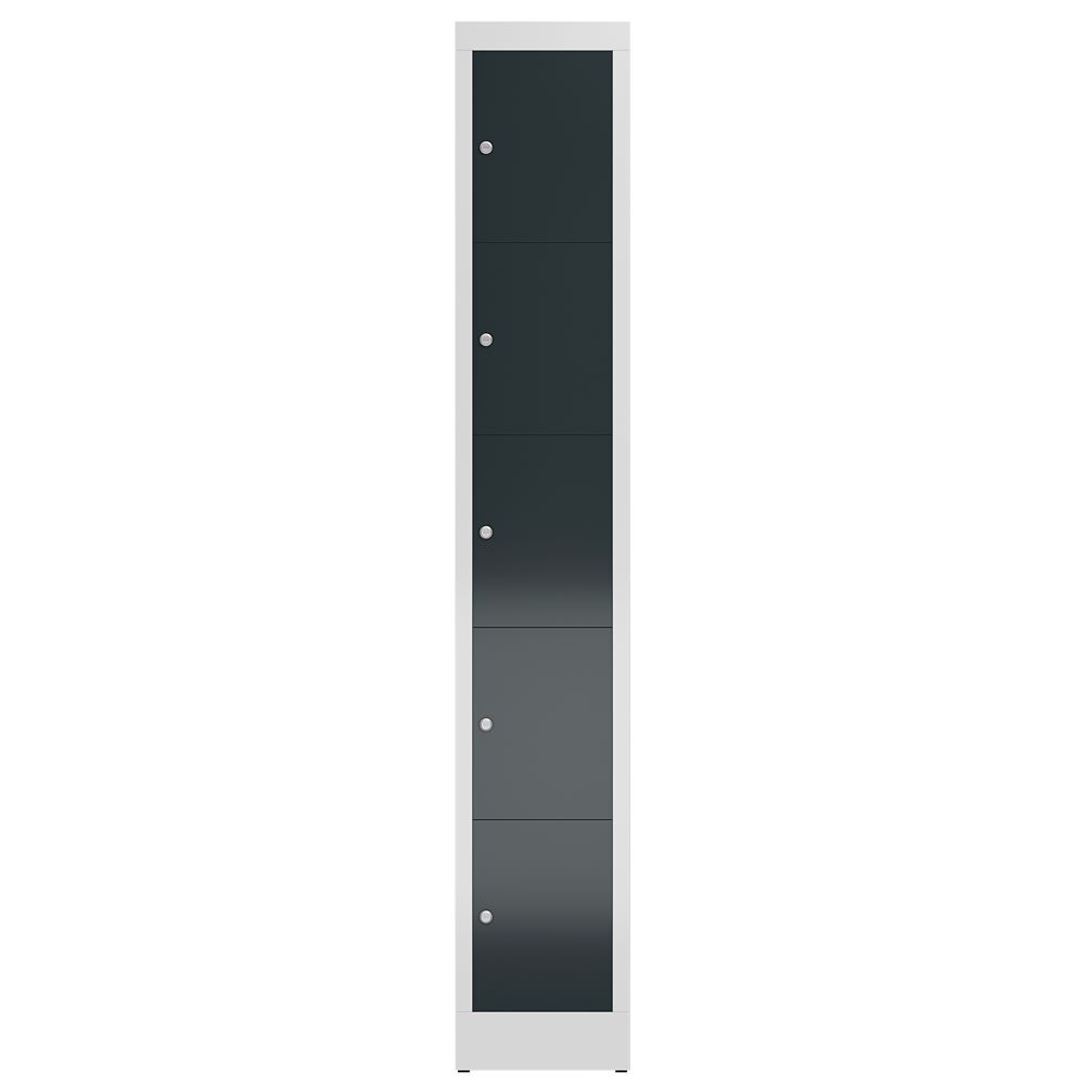 Produktbild ClassiX Schließfachschrank, 1 Abteil, 5 Fächer, 1800 x 310 x 500 mm, lichtgrau/a bild 2