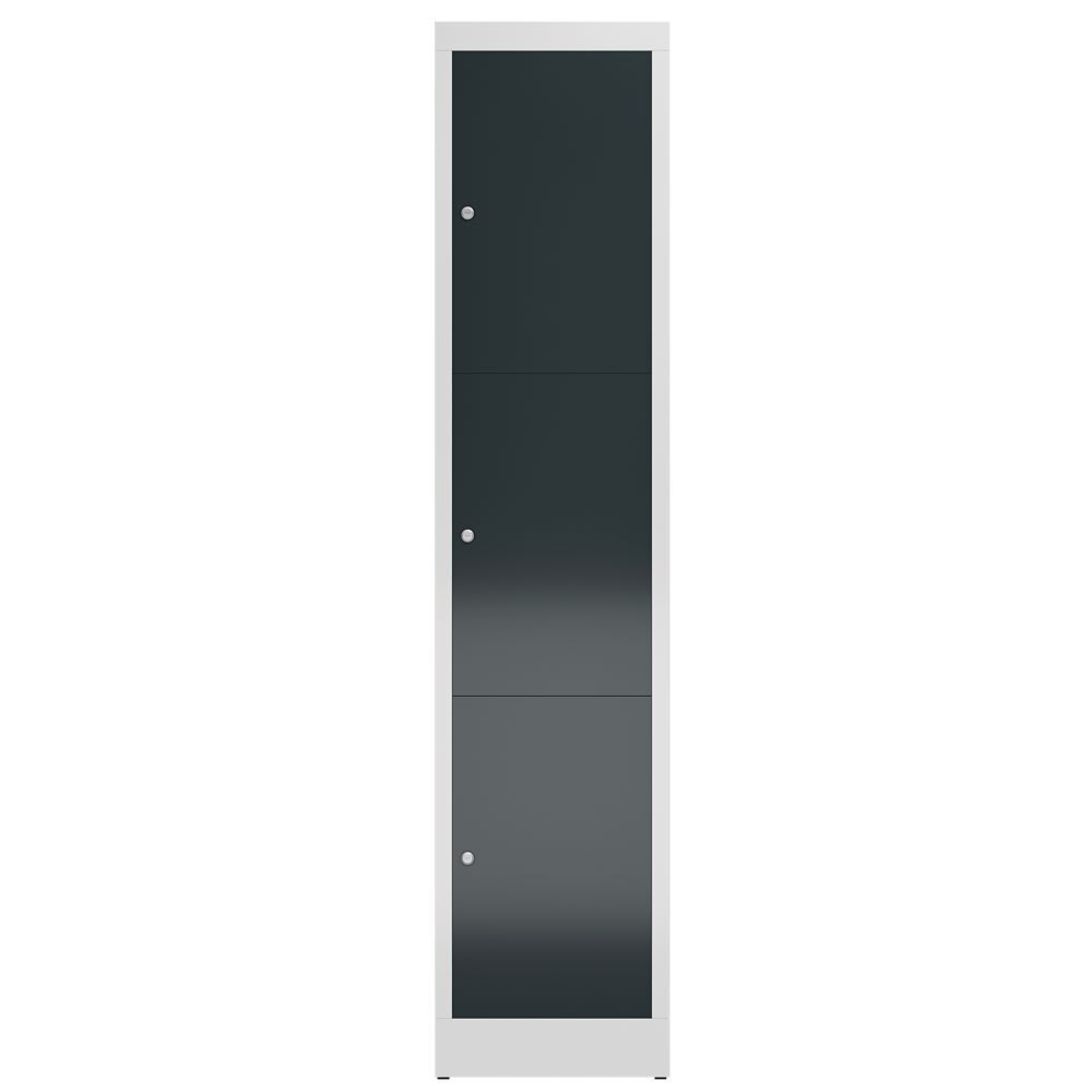 Produktbild ClassiX Schließfachschrank, 1 Abteil, 3 Fächer, 1800 x 415 x 500 mm, lichtgrau/a bild 2