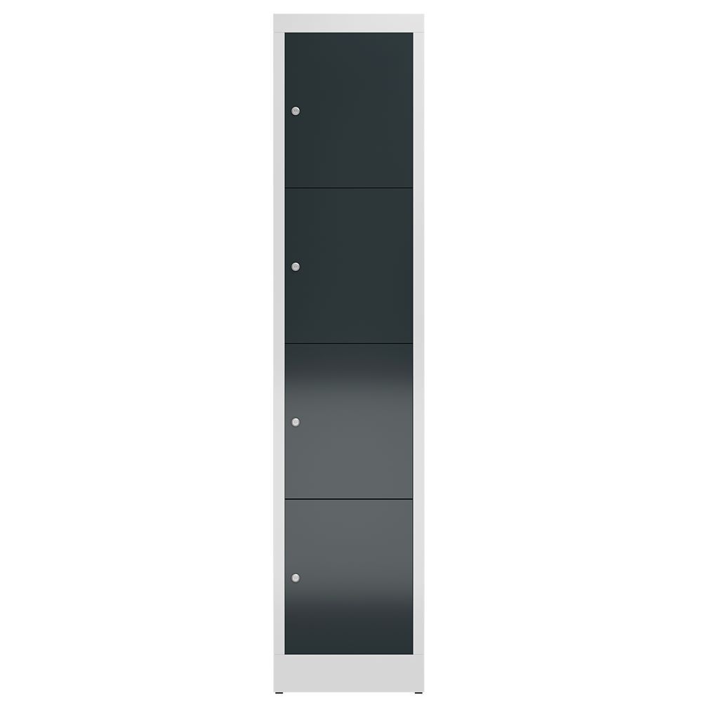 Produktbild ClassiX Schließfachschrank, 1 Abteil, 4 Fächer, 1800 x 415 x 500 mm, lichtgrau/a bild 2
