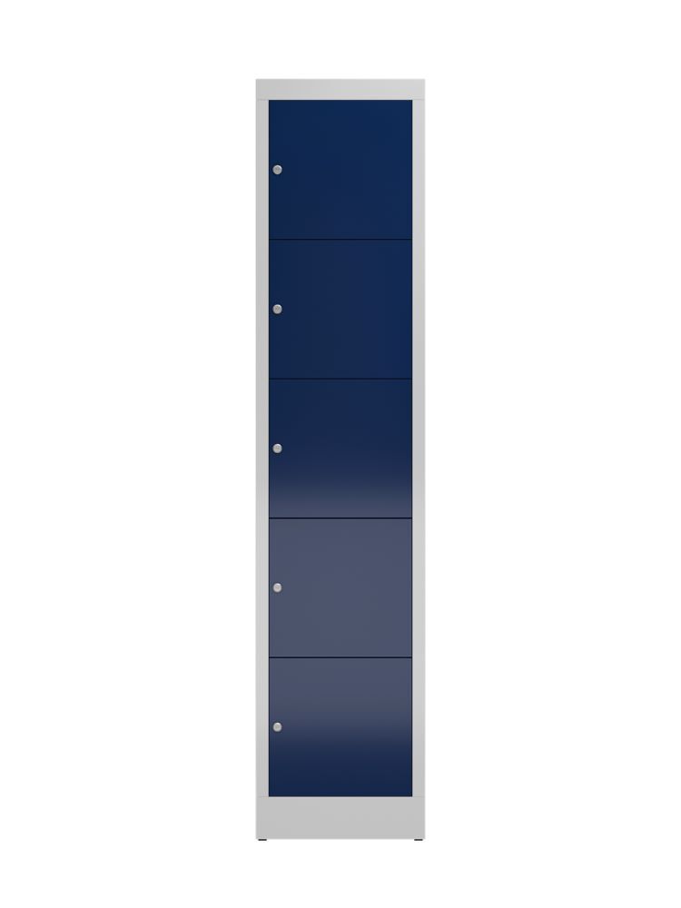 Produktbild ClassiX Schließfachschrank, 1 Abteil, 5 Fächer, 1800 x 415 x 500 mm, lichtgrau/e bild 2