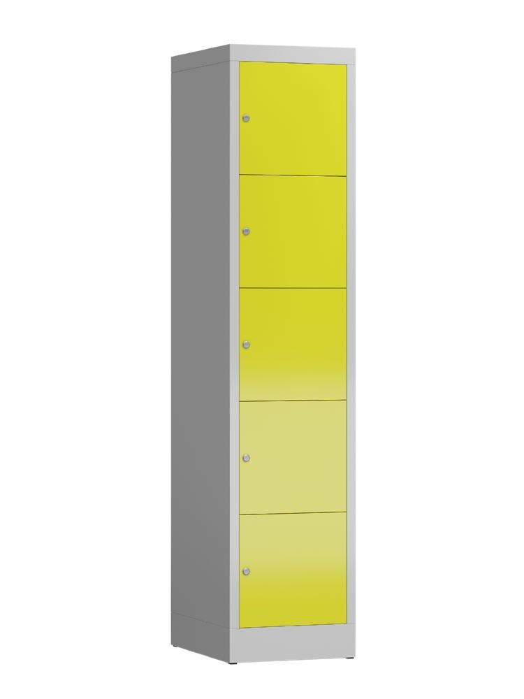Produktbild Lüllmann ClassiX Schließfachschrank Fächerschrank 1 Abteil 5 Fächer lichtgrau zinkgelb