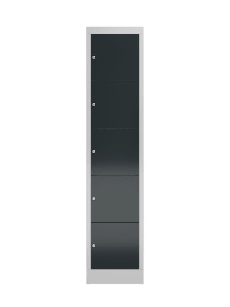 Produktbild ClassiX Schließfachschrank, 1 Abteil, 5 Fächer, 1800 x 415 x 500 mm, lichtgrau/a bild 2