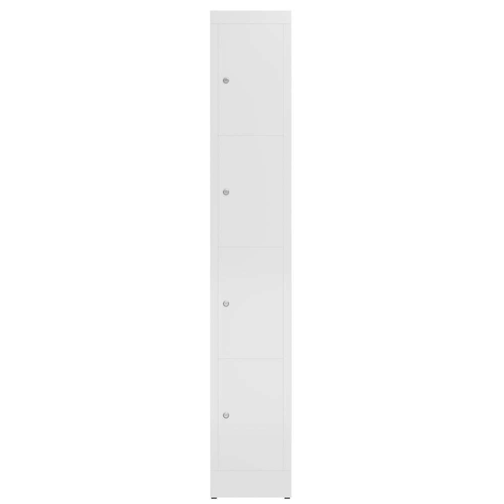 Produktbild ClassiX Schließfachschrank, 1 Abteil, 4 Fächer, 1800 x 310 x 500 mm, signalweiß bild 2