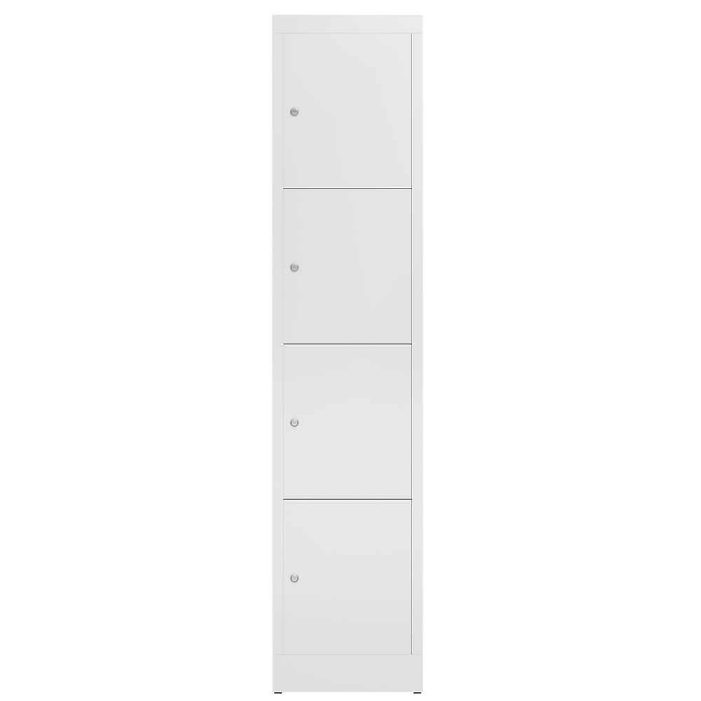 Produktbild ClassiX Schließfachschrank, 1 Abteil, 4 Fächer, 1800 x 415 x 500 mm, signalweiß bild 2